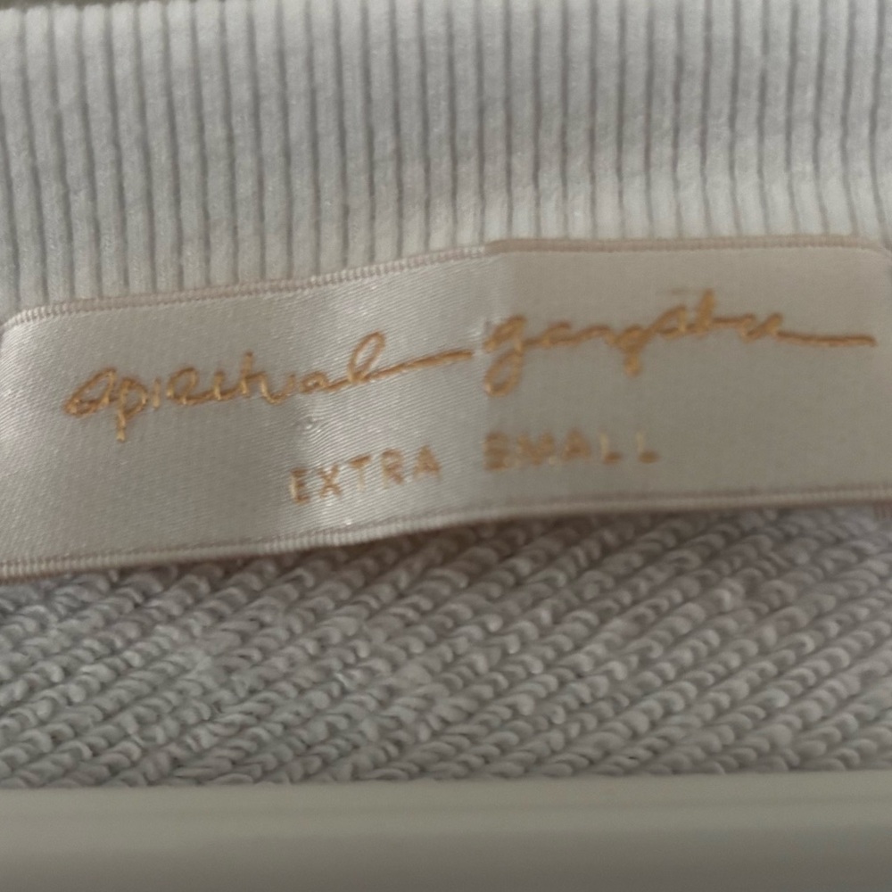 White scoop, neck, cropped sweatshirt - Picture 2 of 6